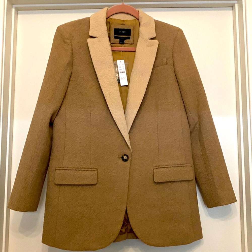 Jcrew tan two-toned cotton blazer long single-breasted Allie blazer